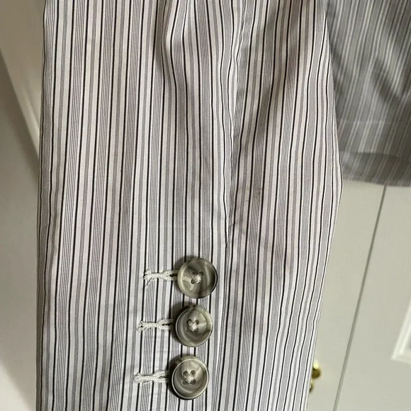 Striped Gray Blazer with Floral Cuffs - Picture 3 of 6